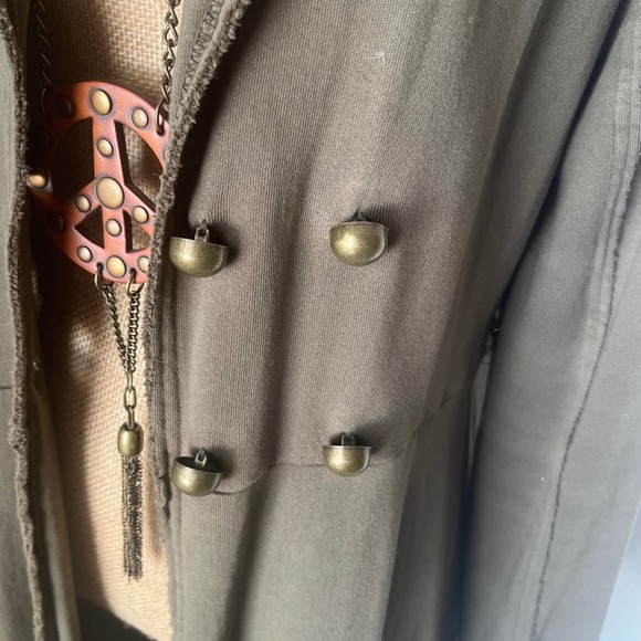 Green Dragon Trench Military Style Double Breasted Army Green Studded Star SizeL - Picture 14 of 16